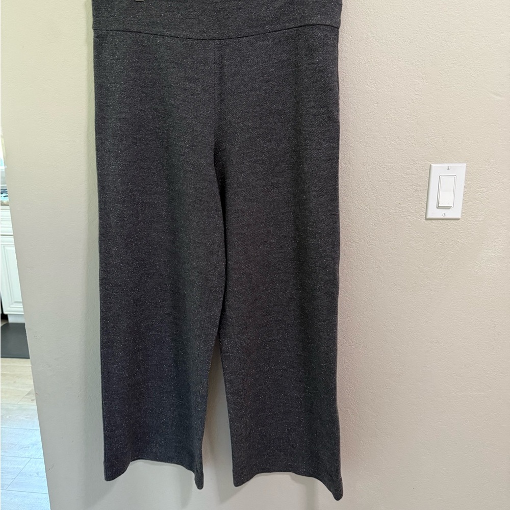 COS Gray Speckled Knit Wool Blend Wide-Leg Pants Size L